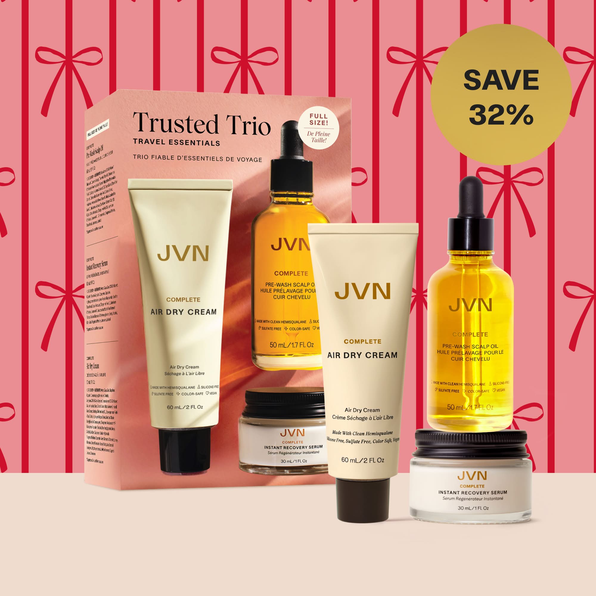 JVN Trusted Trio Travel Essentials | Hair Styling & Repairing Care