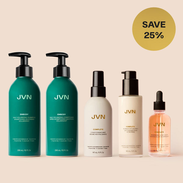 JVN sets product Sleek & Smooth Blowout Set Smooth & Soft Blowout Routine | Products For Sleek Hair | JVN Hair sulfate-free silicone-free sustainable