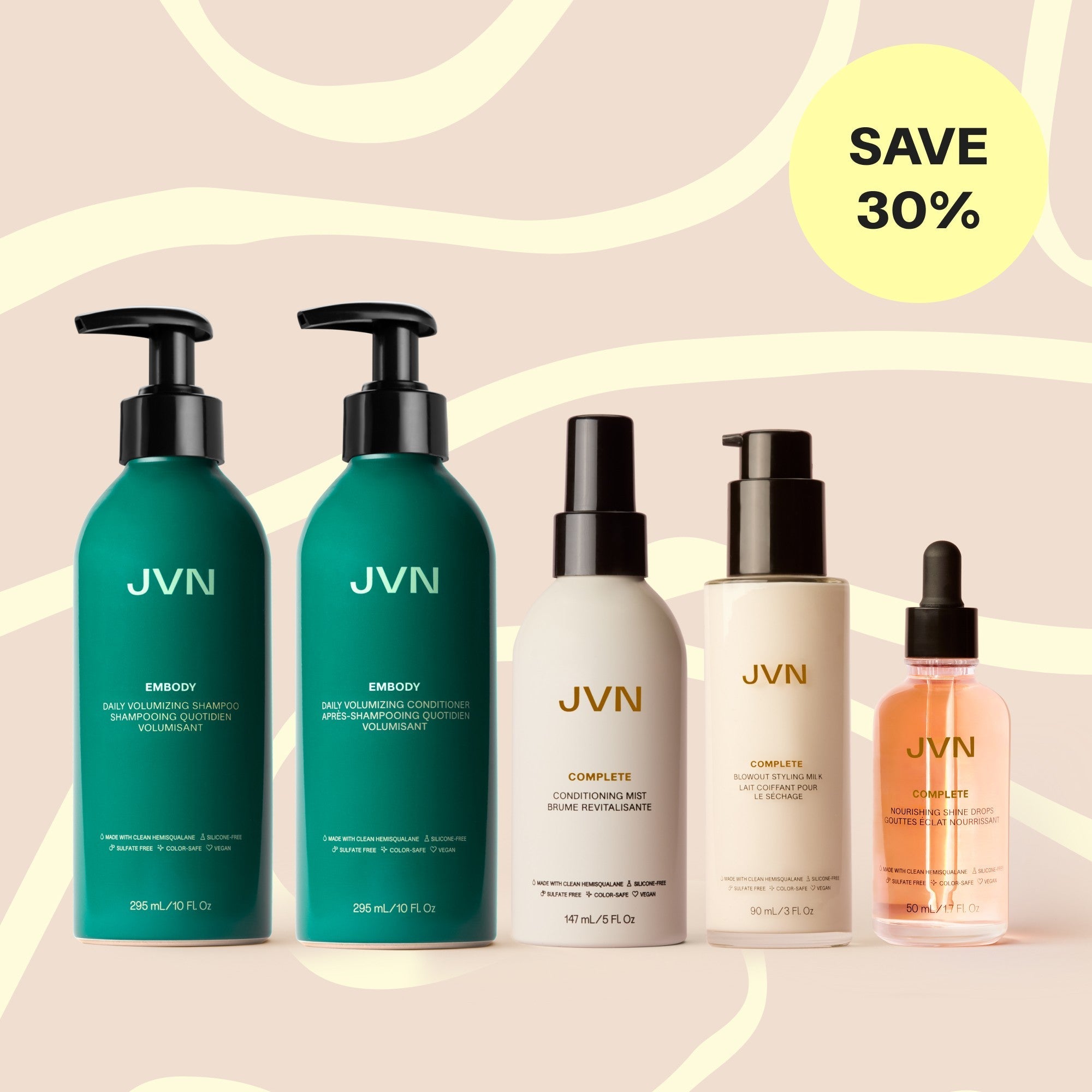 JVN sets product Sleek & Smooth Blowout Routine Smooth & Soft Blowout Routine | Products For Sleek Hair sulfate-free silicone-free sustainable