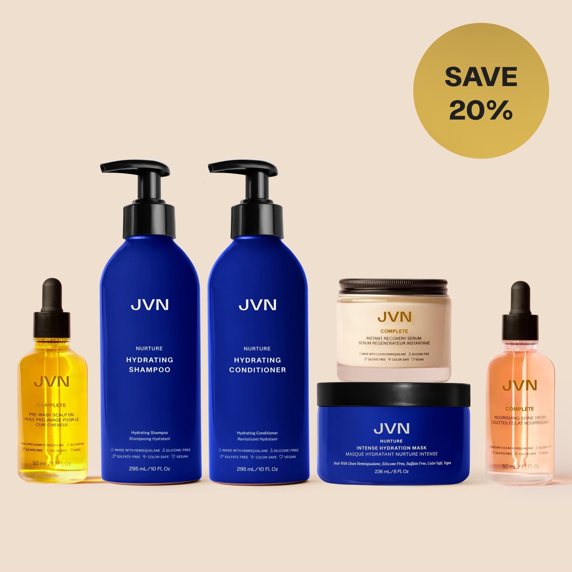 JVN Hair sets product Dry Hair Hydrating Set sulfate-free silicone-free sustainable