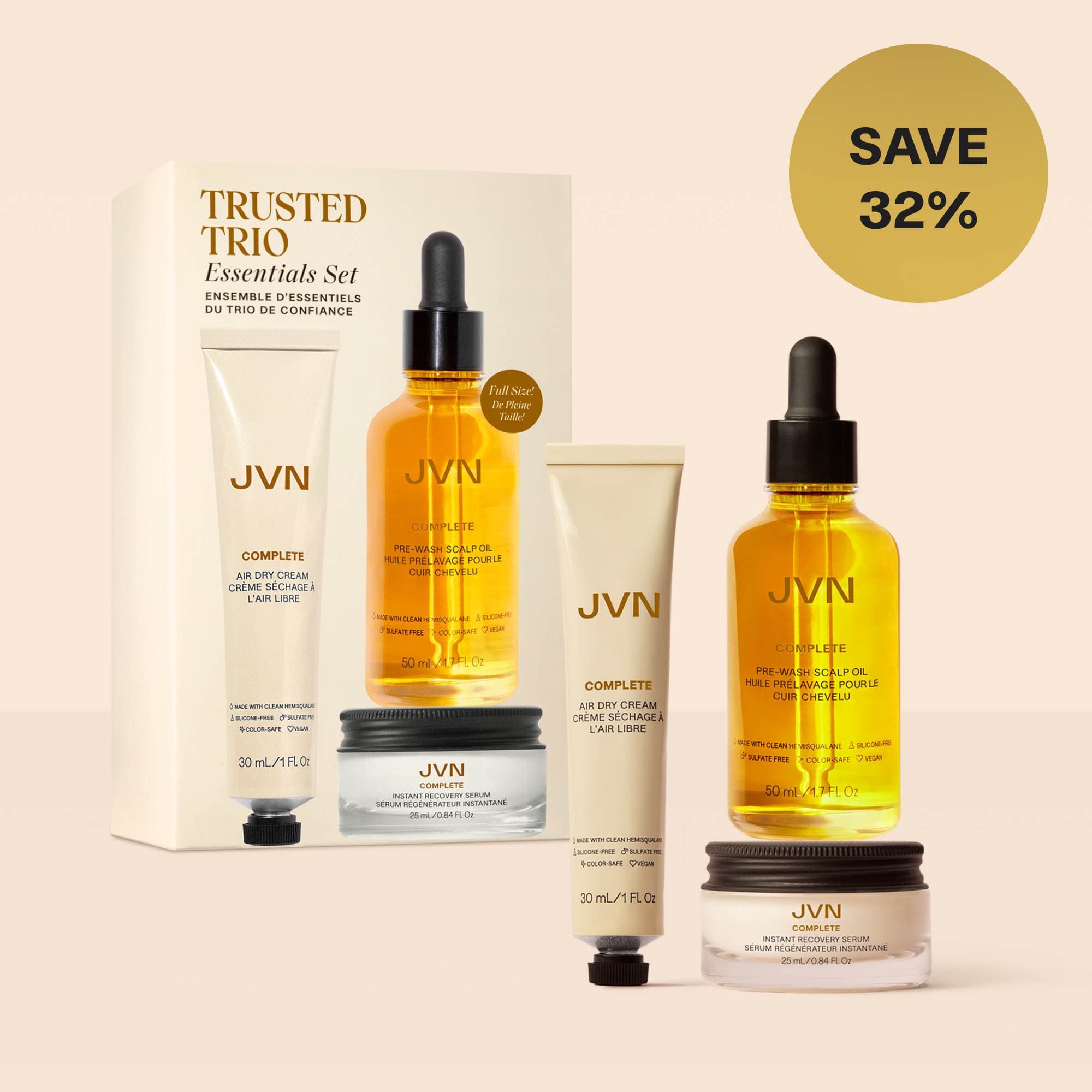 JVN sets product Trusted Trio Essentials JVN Trusted Trio Essentials | Hair Styling & Repairing Care sulfate-free silicone-free sustainable